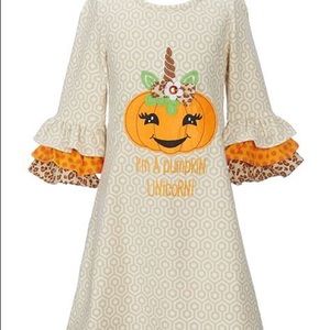 Rare Editions Pumpkin Unicorn Fall Dress Size 5